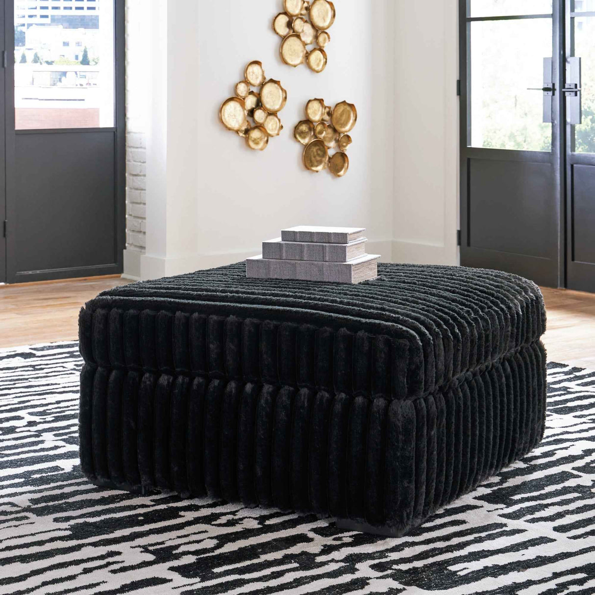 Midnight-Madness Onyx Oversized Chair with Accent Ottoman by Ashley at Eve Furniture