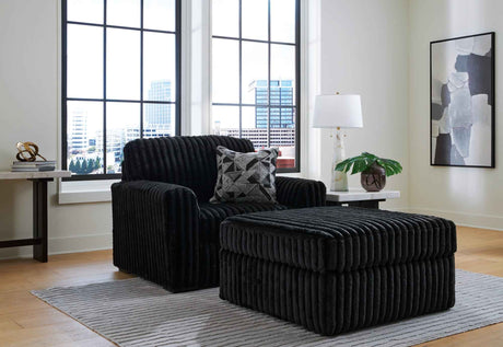 Midnight-Madness Onyx Oversized Chair with Accent Ottoman by Ashley at Eve Furniture