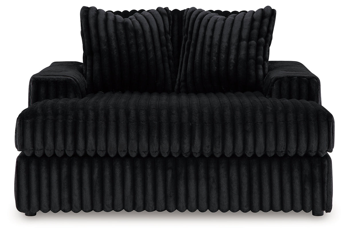 Midnight-Madness Onyx Oversized Chaise and Accent Ottoman by Ashley at Eve Furniture