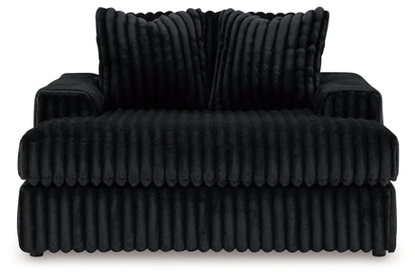 Midnight-Madness Onyx Oversized Chaise and Accent Ottoman by Ashley at Eve Furniture