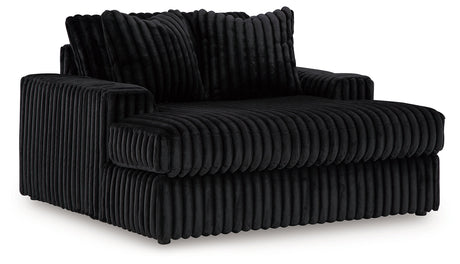 Midnight-Madness Onyx Oversized Chaise and Accent Ottoman by Ashley at Eve Furniture