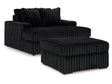 Midnight-Madness Onyx Oversized Chaise and Accent Ottoman by Ashley at Eve Furniture