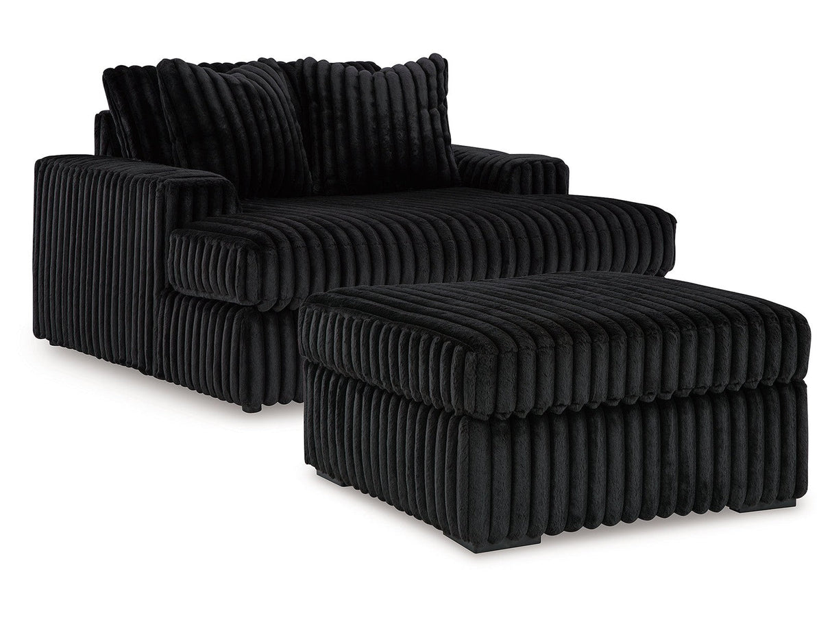 Midnight-Madness Onyx Oversized Chaise and Accent Ottoman by Ashley at Eve Furniture