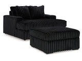 Midnight-Madness Onyx Oversized Chaise and Accent Ottoman by Ashley at Eve Furniture