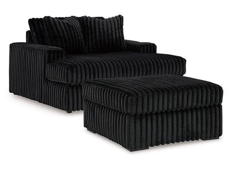 Midnight-Madness Onyx Oversized Chaise and Accent Ottoman by Ashley at Eve Furniture