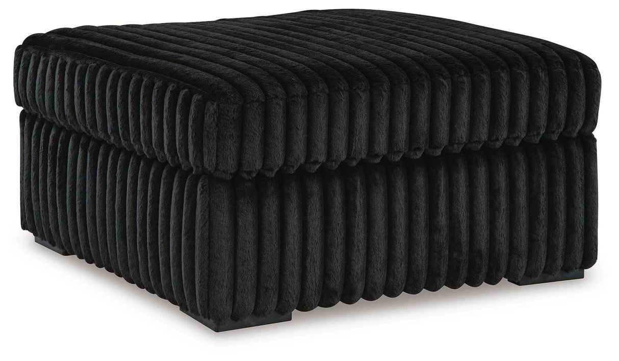 Midnight-Madness Onyx Sofa and Oversized Ottoman by Ashley at Eve Furniture