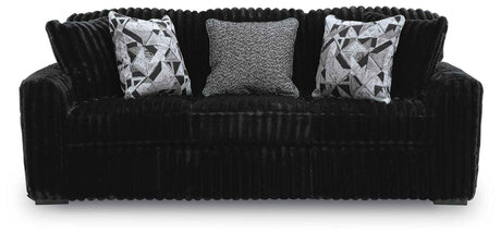 Midnight-Madness Onyx Sofa and Oversized Ottoman by Ashley at Eve Furniture