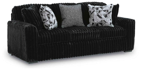 Midnight-Madness Onyx Sofa and Oversized Ottoman by Ashley at Eve Furniture