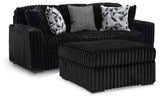 Midnight-Madness Onyx Sofa and Oversized Ottoman by Ashley at Eve Furniture