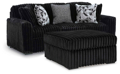 Midnight-Madness Onyx Sofa and Oversized Ottoman by Ashley at Eve Furniture