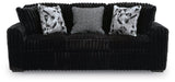 Midnight-Madness Onyx Sofa, Loveseat and Oversized Ottoman by Ashley at Eve Furniture
