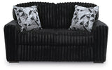 Midnight-Madness Onyx Sofa, Loveseat and Oversized Ottoman by Ashley at Eve Furniture