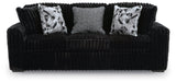 Midnight-Madness Onyx Sofa, Loveseat and Oversized Ottoman by Ashley at Eve Furniture