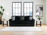 Midnight-Madness Onyx Sofa, Loveseat and Oversized Ottoman by Ashley at Eve Furniture