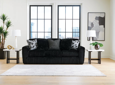 Midnight-Madness Onyx Sofa, Loveseat and Oversized Ottoman by Ashley at Eve Furniture