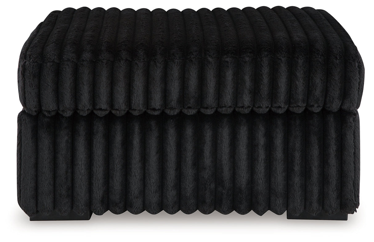 Midnight-Madness Onyx Sofa, Loveseat and Oversized Ottoman by Ashley at Eve Furniture