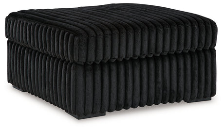 Midnight-Madness Onyx Sofa, Loveseat and Oversized Ottoman by Ashley at Eve Furniture