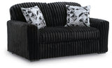 Midnight-Madness Onyx Sofa, Loveseat and Oversized Ottoman by Ashley at Eve Furniture