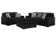 Midnight-Madness Onyx Sofa, Loveseat and Oversized Ottoman by Ashley at Eve Furniture