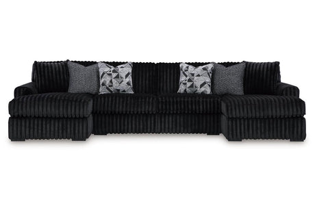 Midnight-Madness Onyx 3-Piece Double Chaise Sectional by Ashley at Eve Furniture