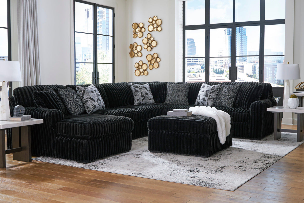 Midnight-Madness Onyx 4-Piece Left Arm Facing Chaise Sectional by Ashley at Eve Furniture