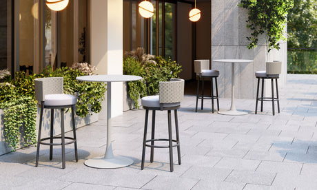 Midnight Wave White Outdoor Barstool by Zuomod at Eve Furniture