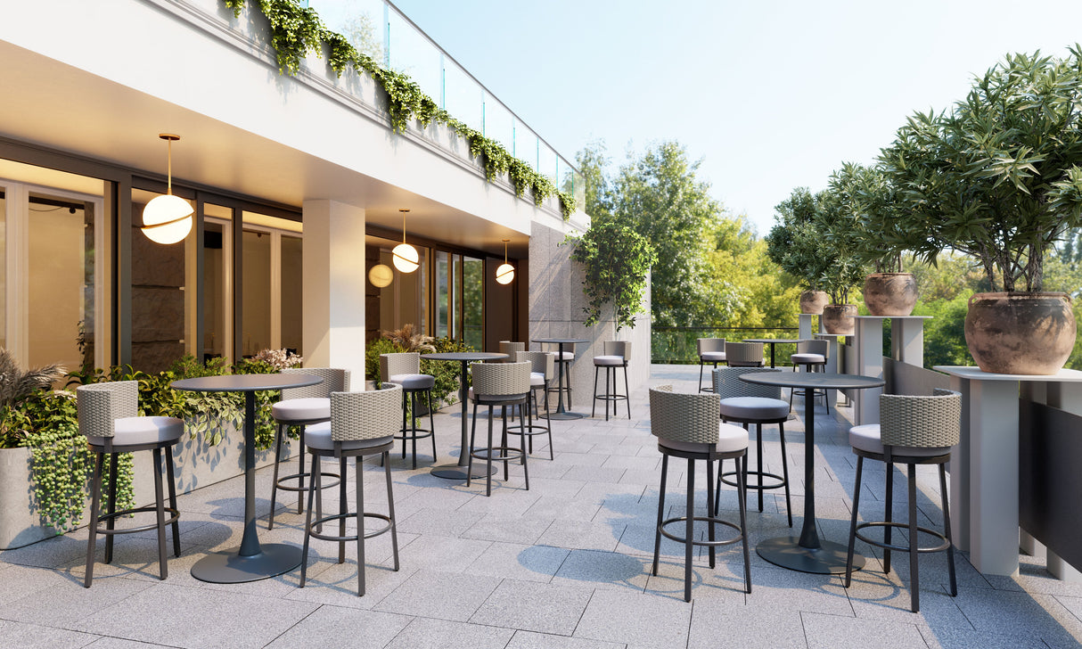 Midnight Wave White Outdoor Barstool by Zuomod at Eve Furniture