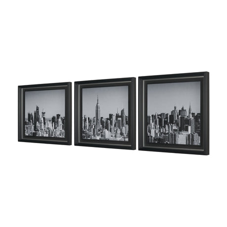 Midtown Manhattan Skyline (Set of 3) by Richard Silver Textured Framed Art Print Matted under Glass by Mercana at Eve Furniture