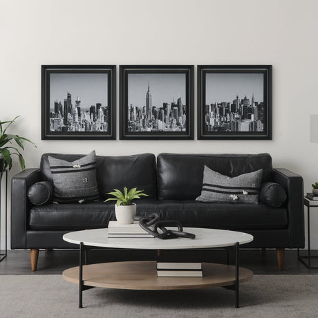 Midtown Manhattan Skyline (Set of 3) by Richard Silver Textured Framed Art Print Matted under Glass by Mercana at Eve Furniture