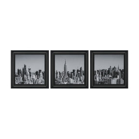 Midtown Manhattan Skyline (Set of 3) by Richard Silver Textured Framed Art Print Matted under Glass by Mercana at Eve Furniture