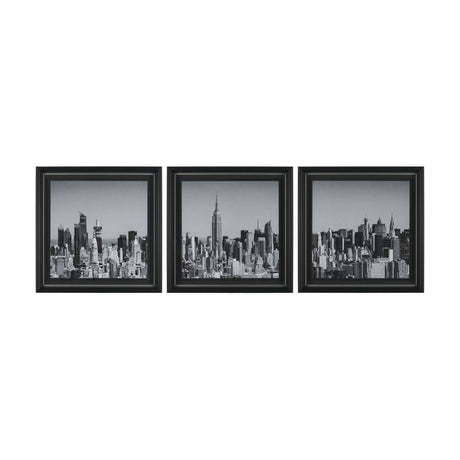 Midtown Manhattan Skyline (Set of 3) by Richard Silver Textured Framed Art Print Matted under Glass by Mercana at Eve Furniture