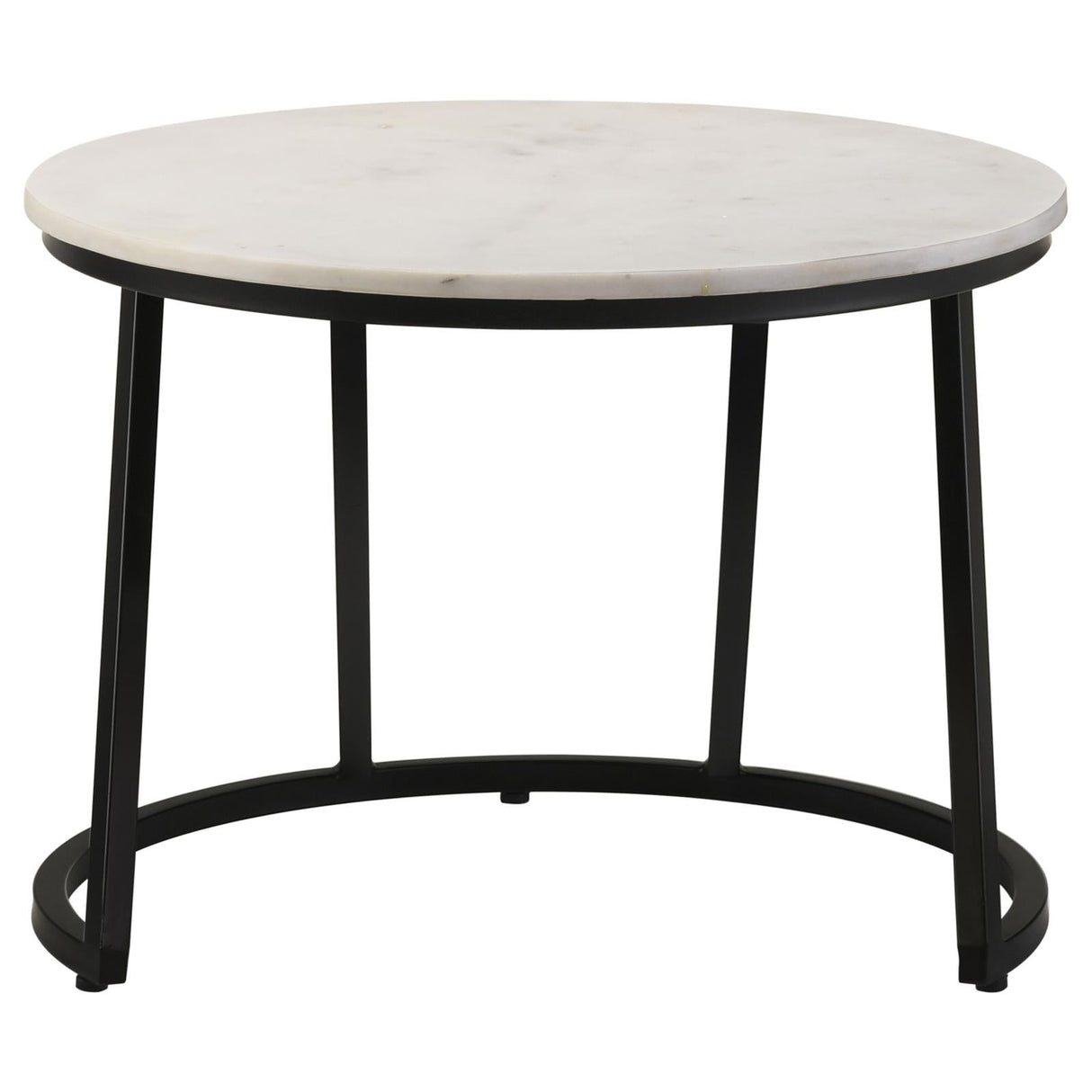 Miguel White/Black Marble Top Round Accent Table