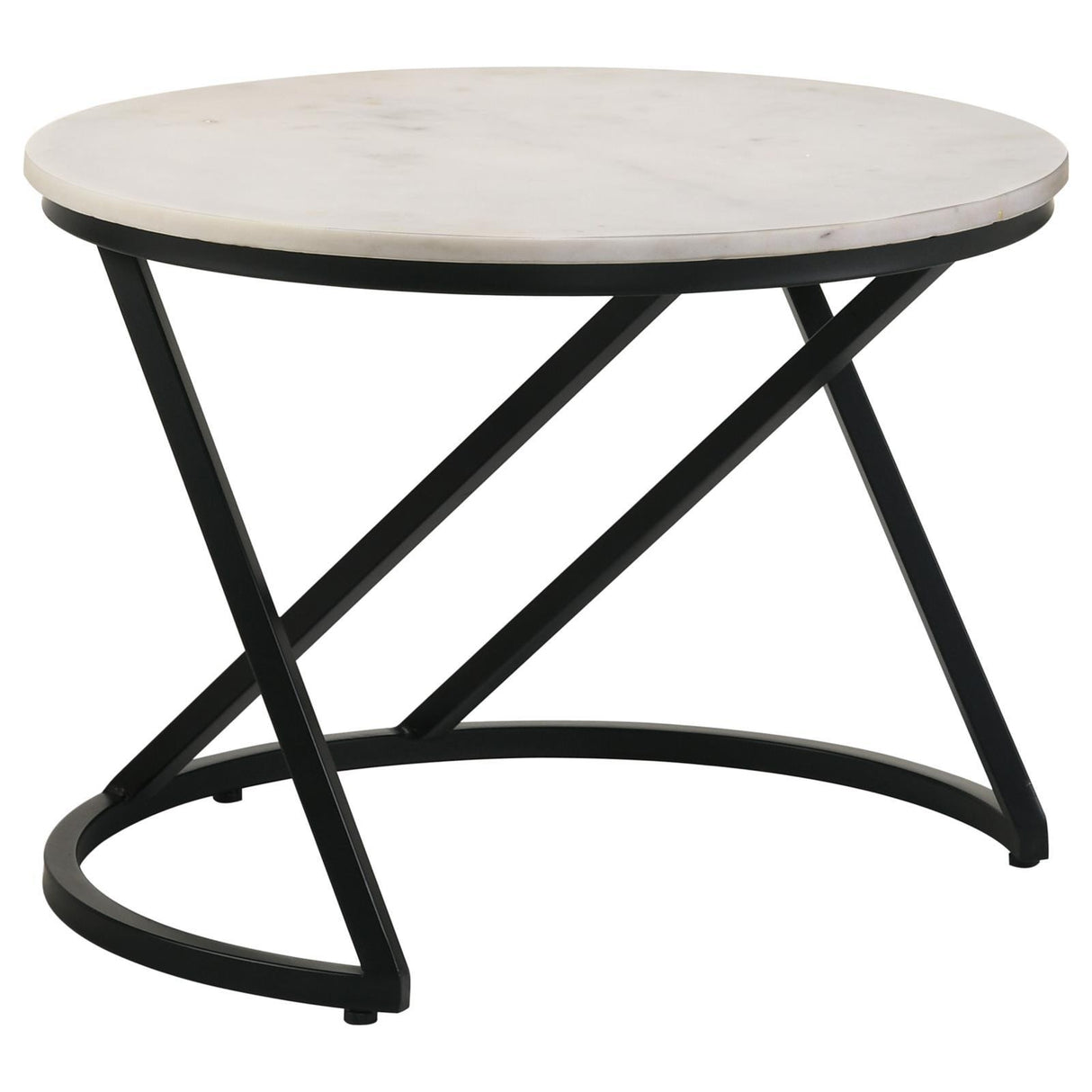 Miguel White and Black Marble Top Round Accent Table by Coaster at Eve Furniture
