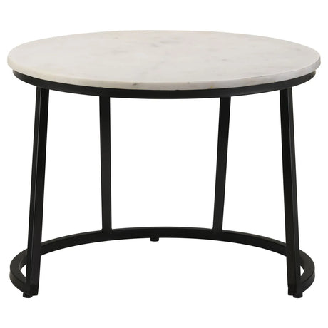 Miguel White and Black Marble Top Round Accent Table by Coaster at Eve Furniture
