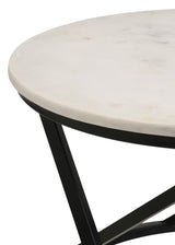 Miguel White and Black Marble Top Round Accent Table by Coaster at Eve Furniture