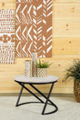 Miguel White and Black Marble Top Round Accent Table by Coaster at Eve Furniture