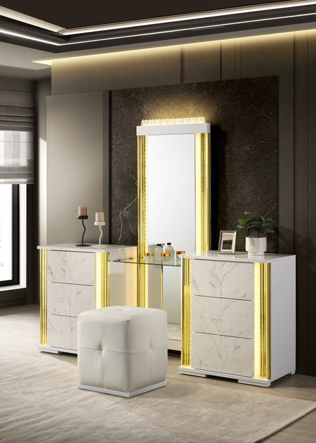 Mika Ultra-Modern Luminous White Bedroom Set by New Era Innovations at Eve Furniture
