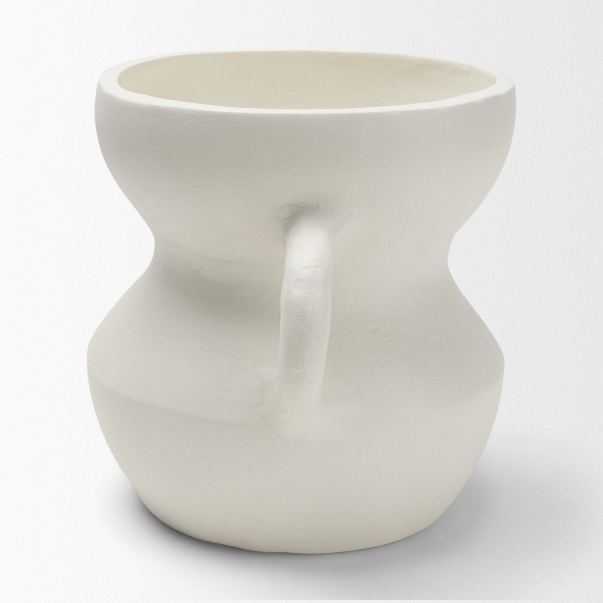 Mika Wide White Ceramic Vase w/ Handles by Mercana at Eve Furniture