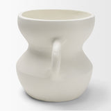 Mika Wide White Ceramic Vase w/ Handles by Mercana at Eve Furniture