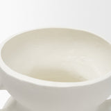 Mika Wide White Ceramic Vase w/ Handles by Mercana at Eve Furniture