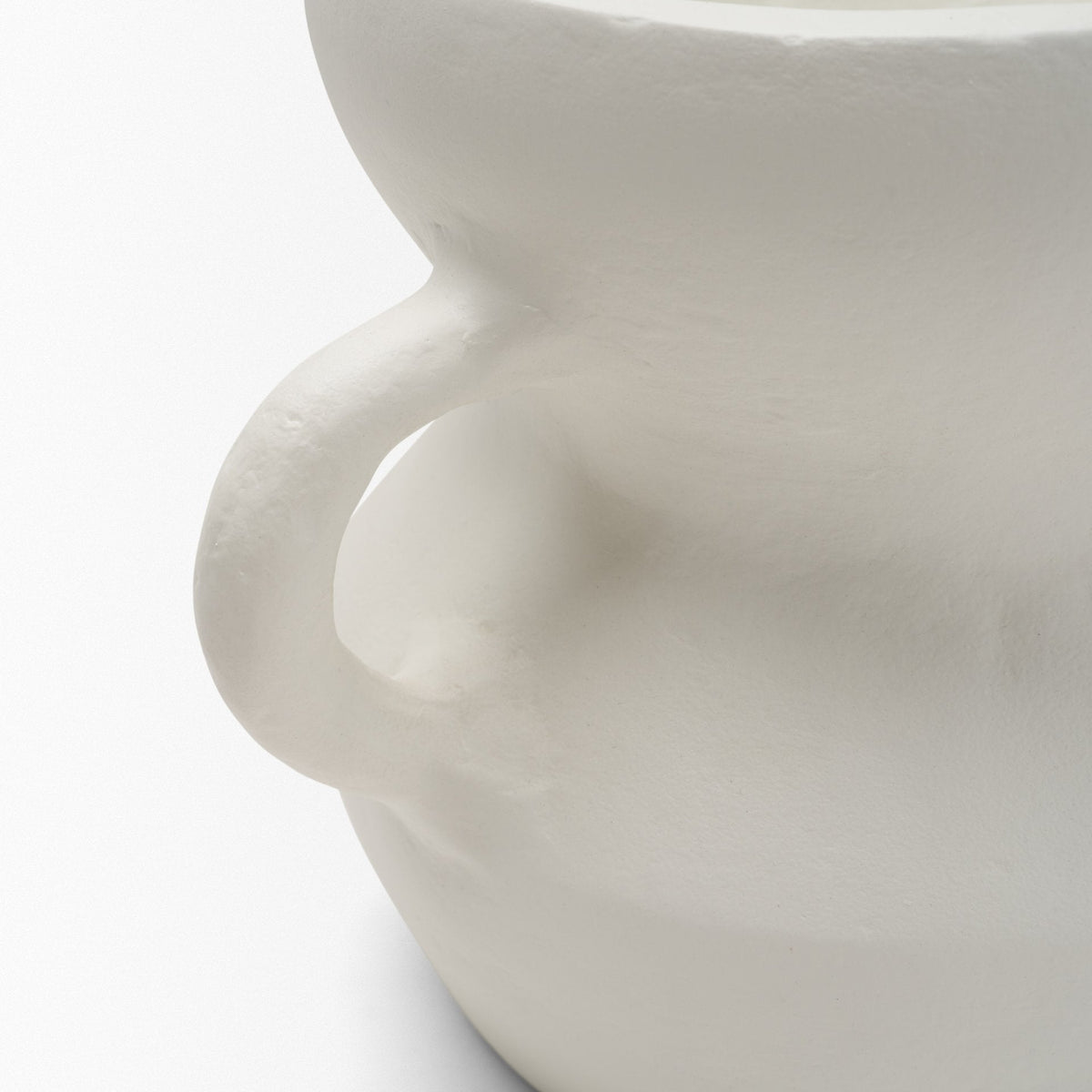 Mika Wide White Ceramic Vase w/ Handles by Mercana at Eve Furniture