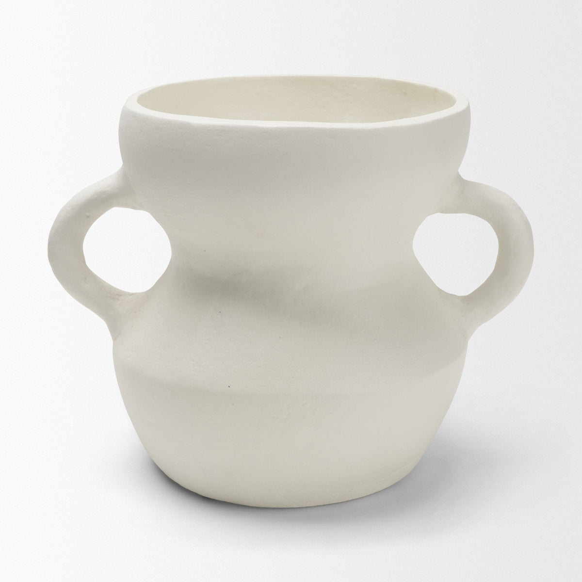 Mika Wide White Ceramic Vase w/ Handles by Mercana at Eve Furniture