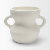 Mika Wide White Ceramic Vase w/ Handles by Mercana at Eve Furniture