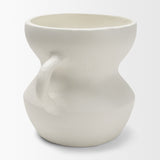 Mika Wide White Ceramic Vase w/ Handles by Mercana at Eve Furniture