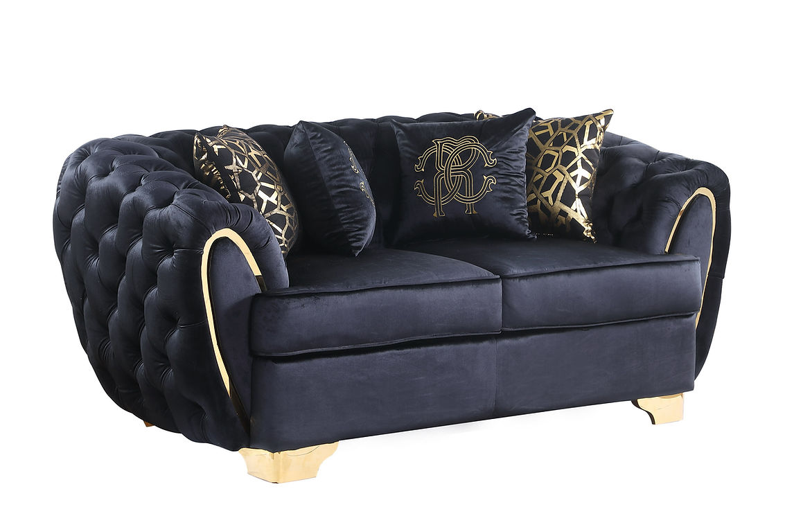 Mila Black Velvet Living Room Set by New Era Innovations at Eve Furniture