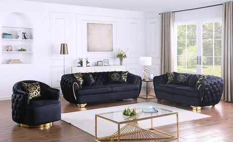 Mila Black Velvet Living Room Set by New Era Innovations at Eve Furniture