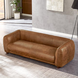 Mila Mid-Century Modern Brown Genuine Leather Sofa by Ashcroft Furniture at Eve Furniture