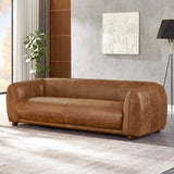 Mila Mid-Century Modern Brown Genuine Leather Sofa by Ashcroft Furniture at Eve Furniture