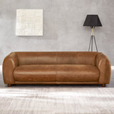 Mila Mid-Century Modern Brown Genuine Leather Sofa by Ashcroft Imports at Eve Furniture