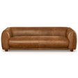 Mila Mid-Century Modern Brown Genuine Leather Sofa by Ashcroft Imports at Eve Furniture